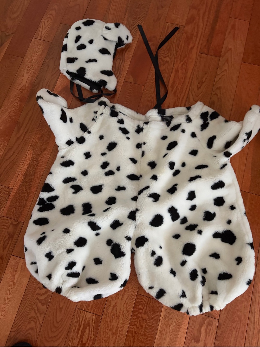 Kids Dalmatian Plush Costume with Matching Spot Hat - Black & White